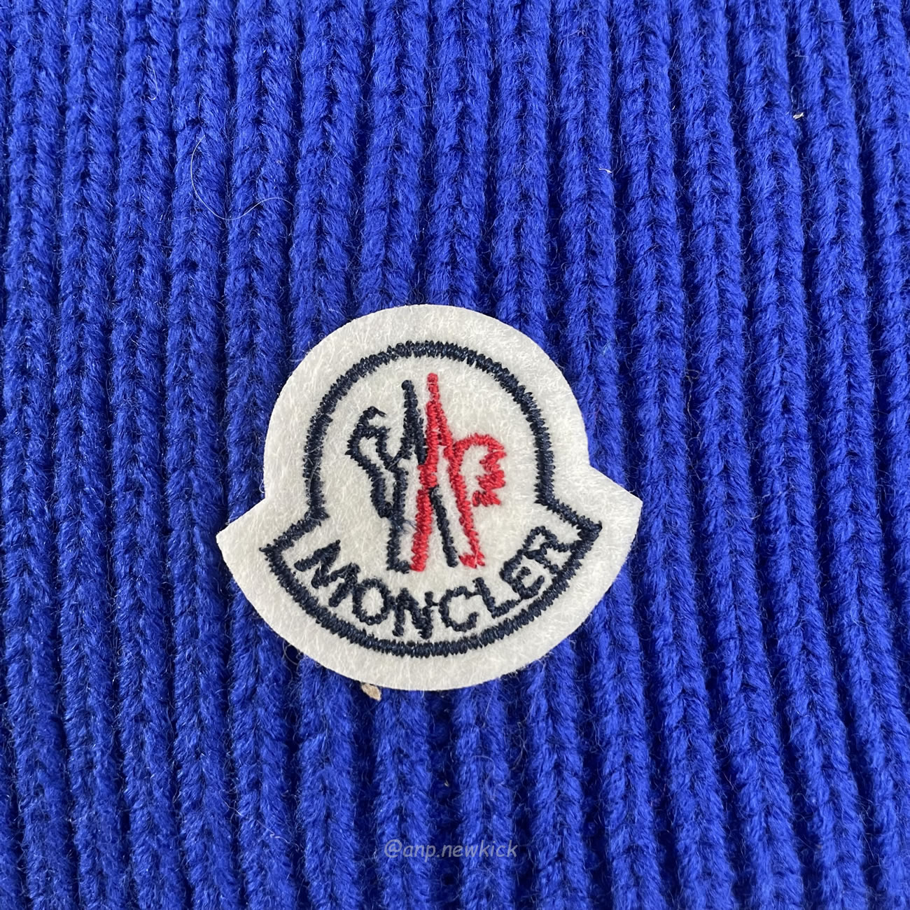 Moncler Logo Patch Ribbed Knit Beanie Black Blue (3) - newkick.vip